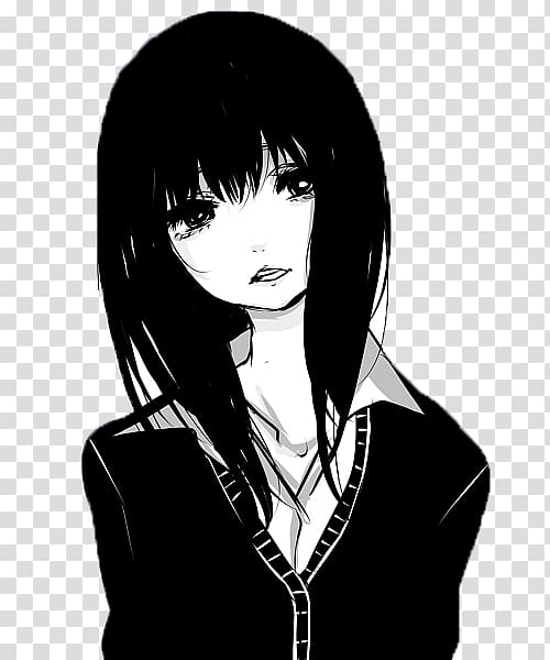 female anime character in shirt , Anime Drawing , Black Anime Girl transparent background PNG clipart