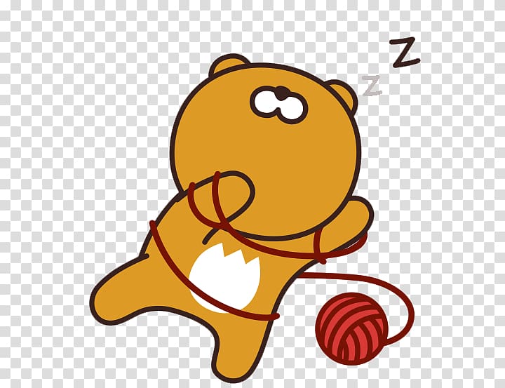 sleeping bear illustration, KakaoTalk iPhone Kakao Friends, cartoon demarcation line transparent background PNG clipart