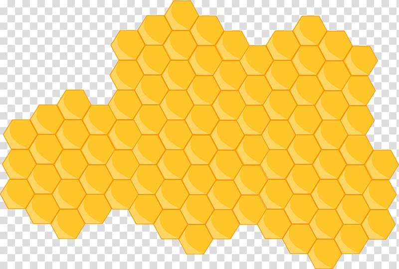 yellow beehive art, Honeycomb Beehive Hexagon, Yellow honeycomb transparent background PNG clipart