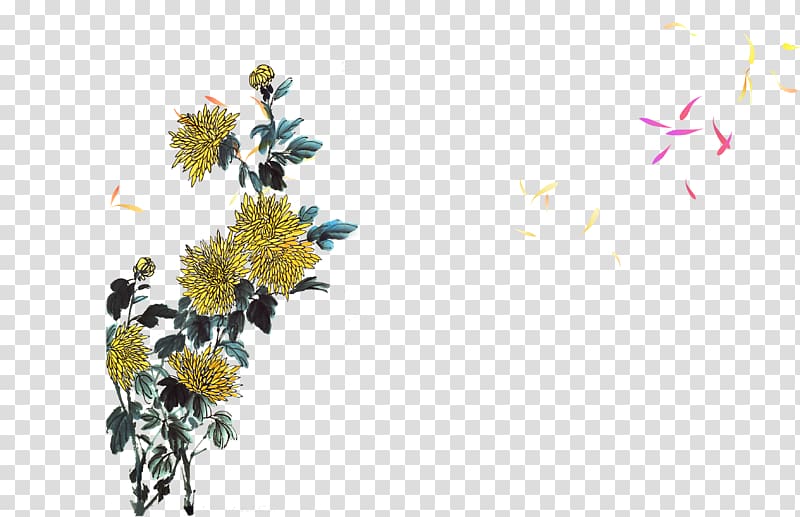 Chinese painting Ink wash painting Gongbi Chrysanthemum xd7grandiflorum, chrysanthemum transparent background PNG clipart