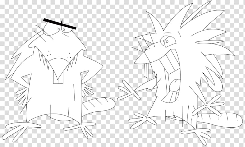 Line art White Cartoon Sketch, Angry beavers transparent background PNG clipart