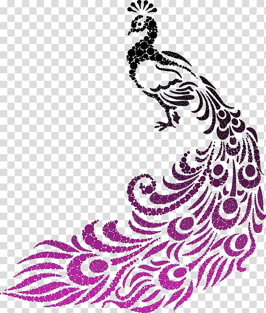 Bird Peafowl Wall decal , Hand-painted peacock transparent background PNG clipart