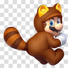 Super Mario wearing squirrel costume, Tanooki Mario transparent background PNG clipart