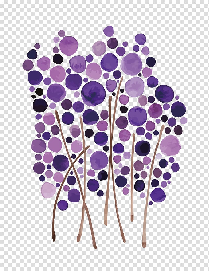 Visual arts Watercolor painting Wall decal, Purple Wave Point Tree transparent background PNG clipart