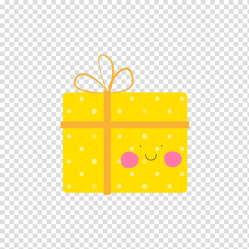 Yellow Drawing Cartoon Animation, Yellow cartoon smiling face gift box transparent background PNG clipart