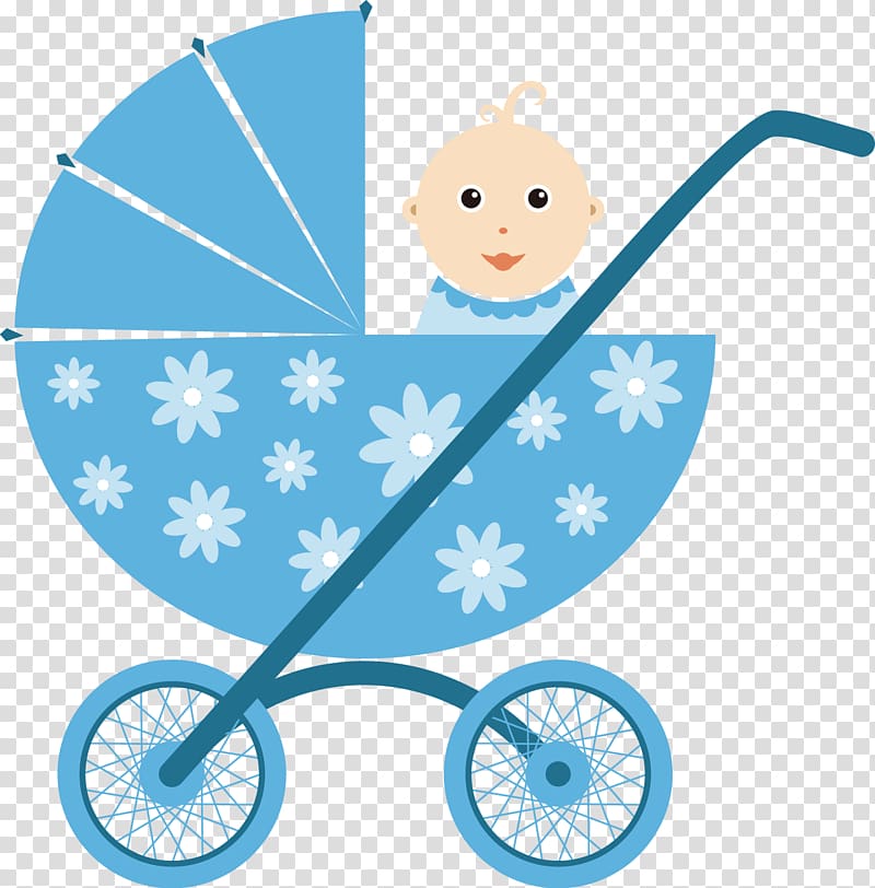 baby in pram illustration, Infant Child , Hand-painted blue baby stroller pattern transparent background PNG clipart