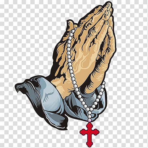 Praying Hands With Rosary Vector Art