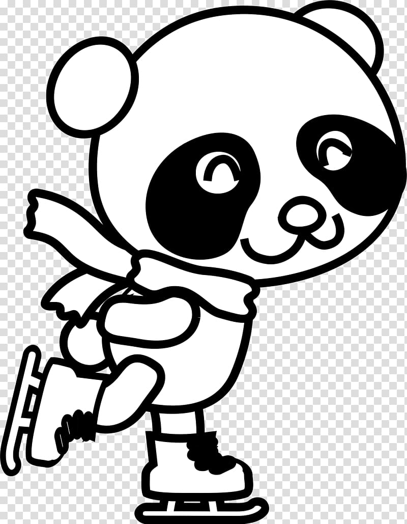 Giant panda Ice skating Roller skating Ice Skates Skateboard, panda transparent background PNG clipart