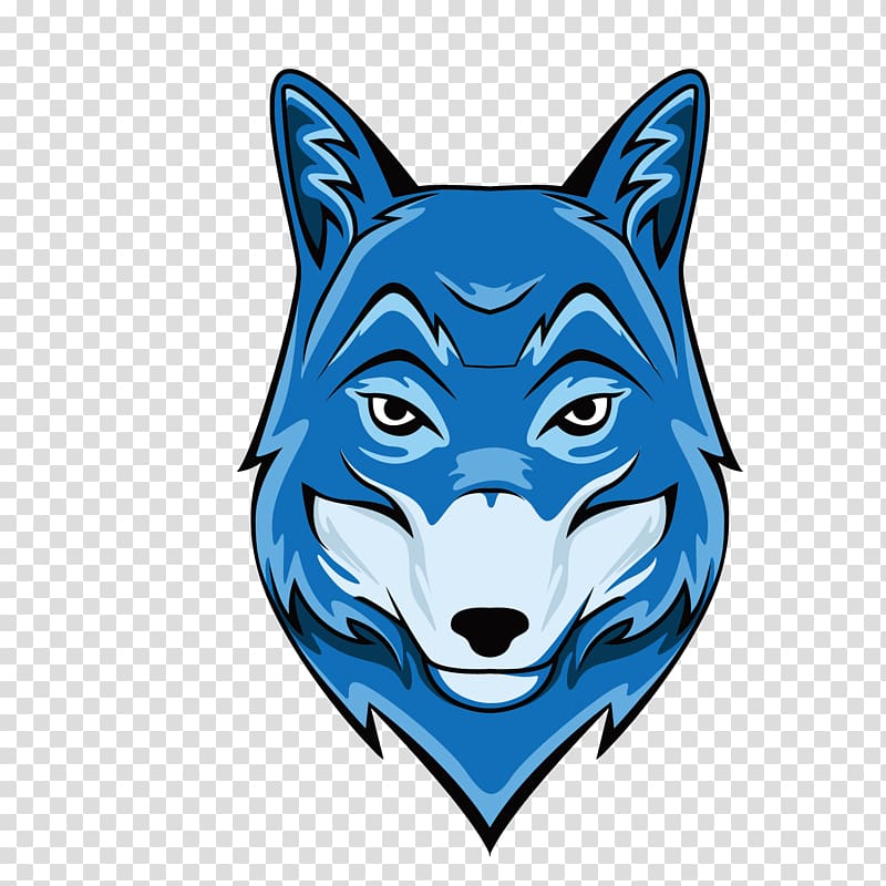Gray wolf Illustration, blue wolf head transparent background PNG clipart