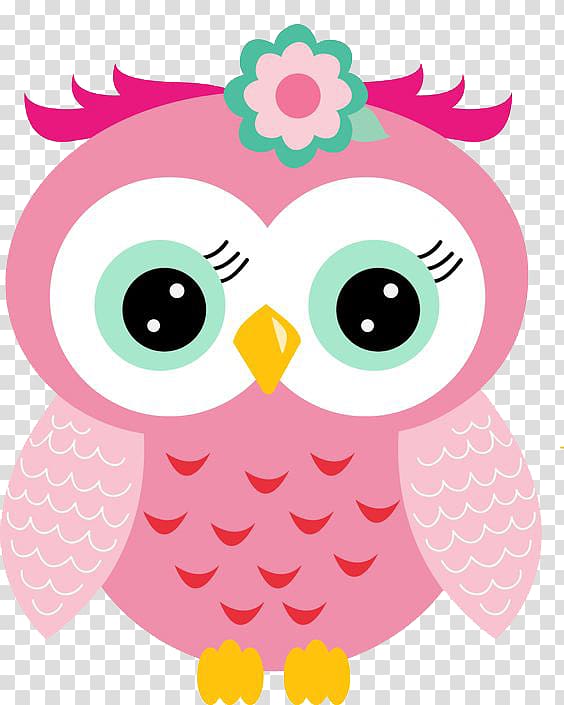 hand-painted cartoon cute pink owl transparent background PNG clipart