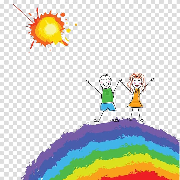 Drawing , Rainbow children transparent background PNG clipart