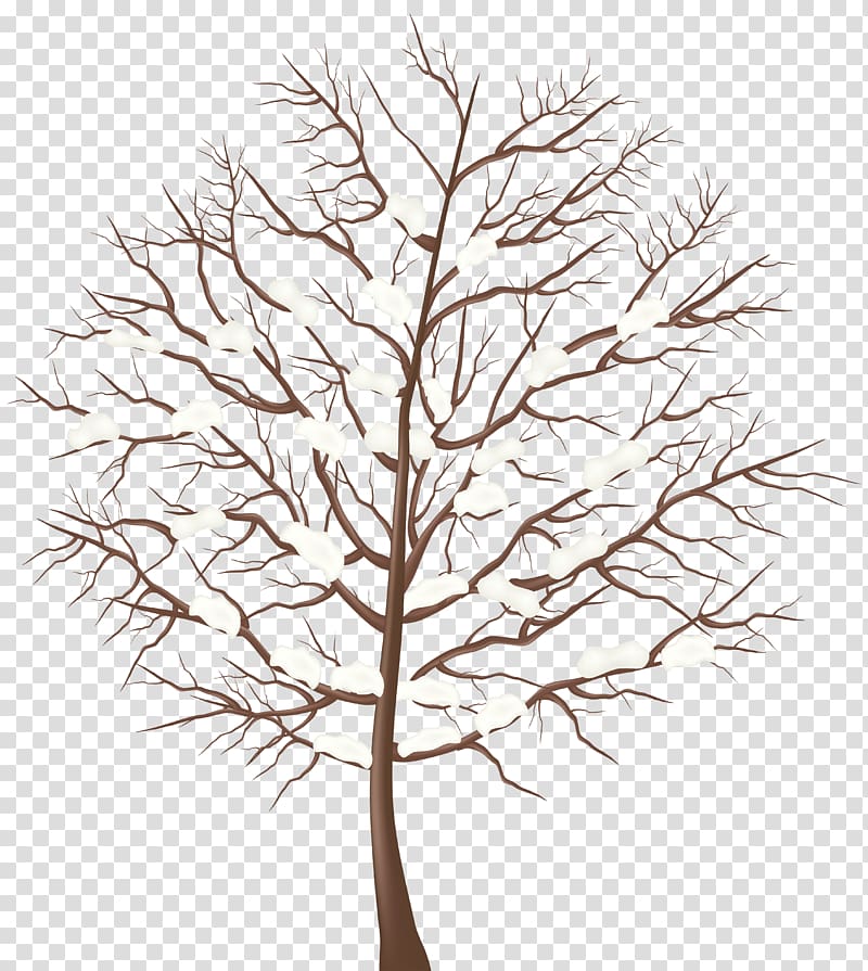 Snow Capped Brown Tree Illustration Tree Winter Tree Transparent Background Png Clipart Hiclipart
