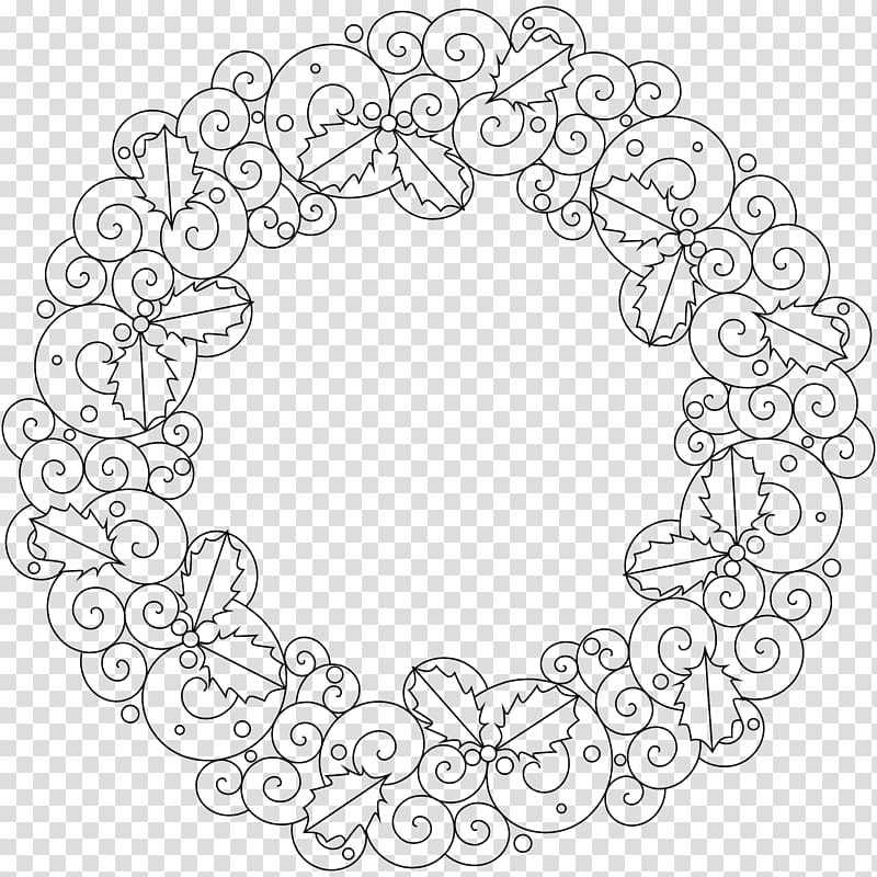 Coloring book Wreath Mandala Christmas Child, christmas transparent background PNG clipart