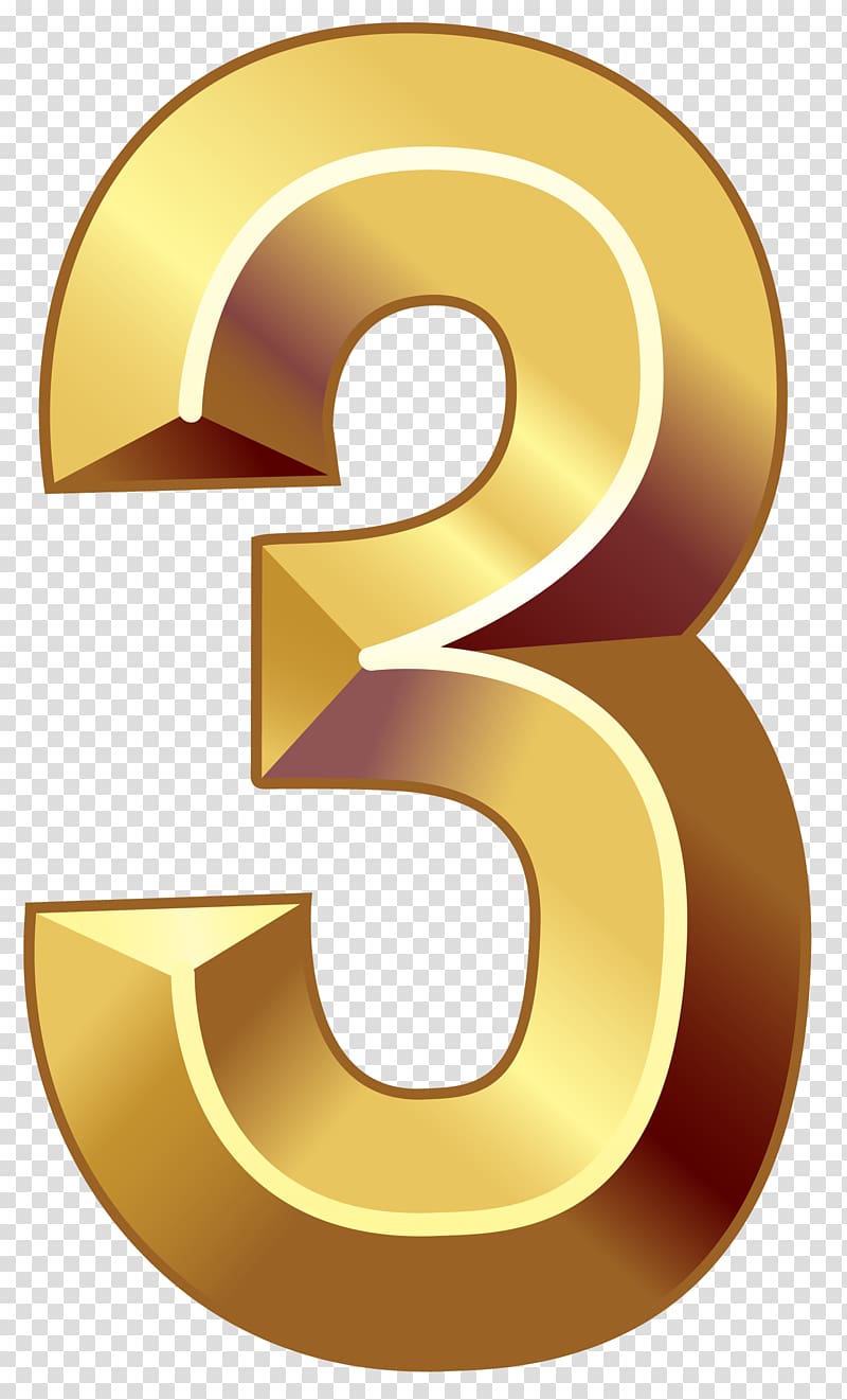 gold 3 text, Number Numerical digit , Gold Number Three transparent background PNG clipart