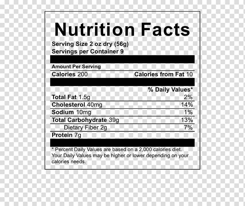 Oolong Tea bag Nutrition facts label, egg noodle transparent background PNG clipart