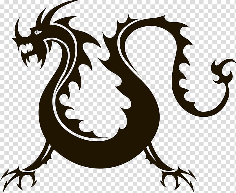 Chinese dragon , Silhouette Chinese dragon transparent background PNG clipart