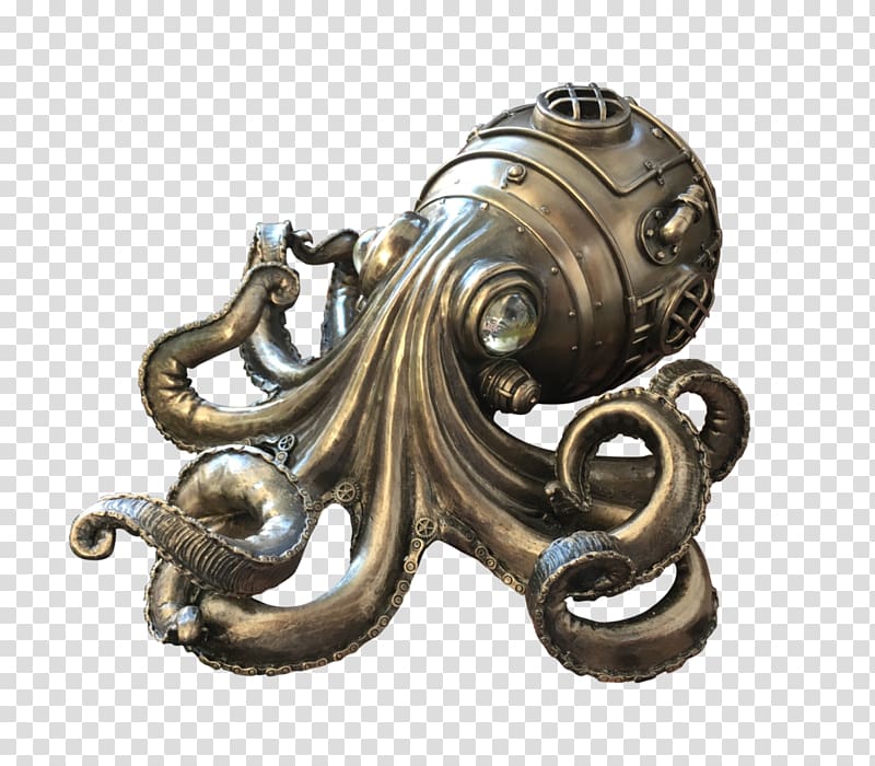 gray octopus illustration, Octopus Steampunk , steampunk transparent background PNG clipart
