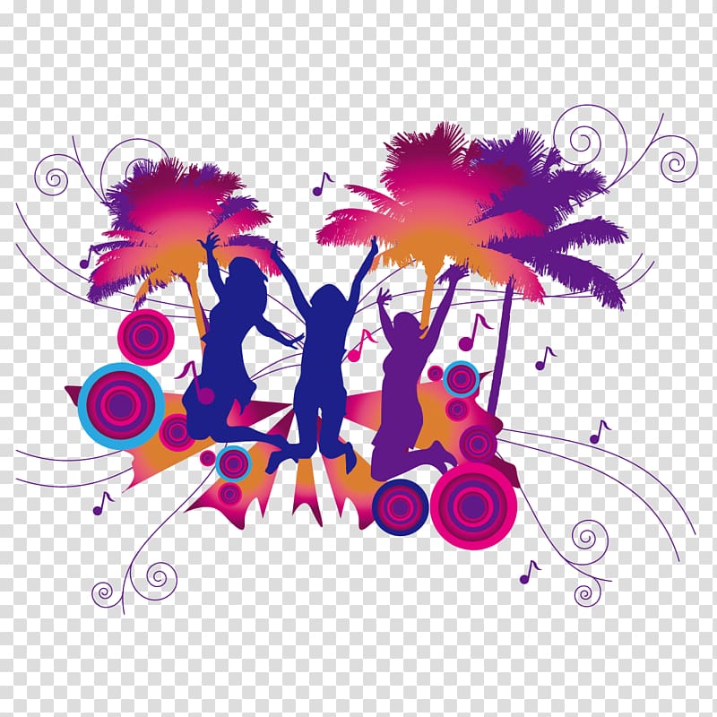 silhouette three jumping women illustration, Party Nightclub , Carnival people transparent background PNG clipart