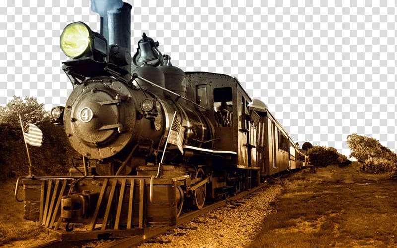 Train Steam locomotive Rail transport , Retro Steam Train transparent background PNG clipart