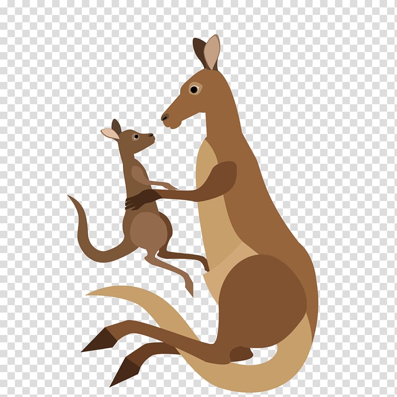 Kangaroo Cartoon Macropodidae, Cartoon kangaroo mother and child transparent background PNG clipart