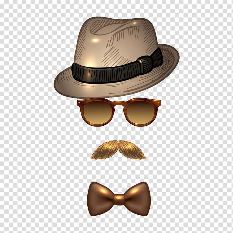 Fedora Sunglasses Hat Moustache, Man Avatar transparent background PNG clipart