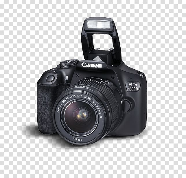 Canon EOS 1300D Canon EOS 750D Canon EF lens mount Digital SLR Canon EF-S 18–55mm lens, Camera transparent background PNG clipart