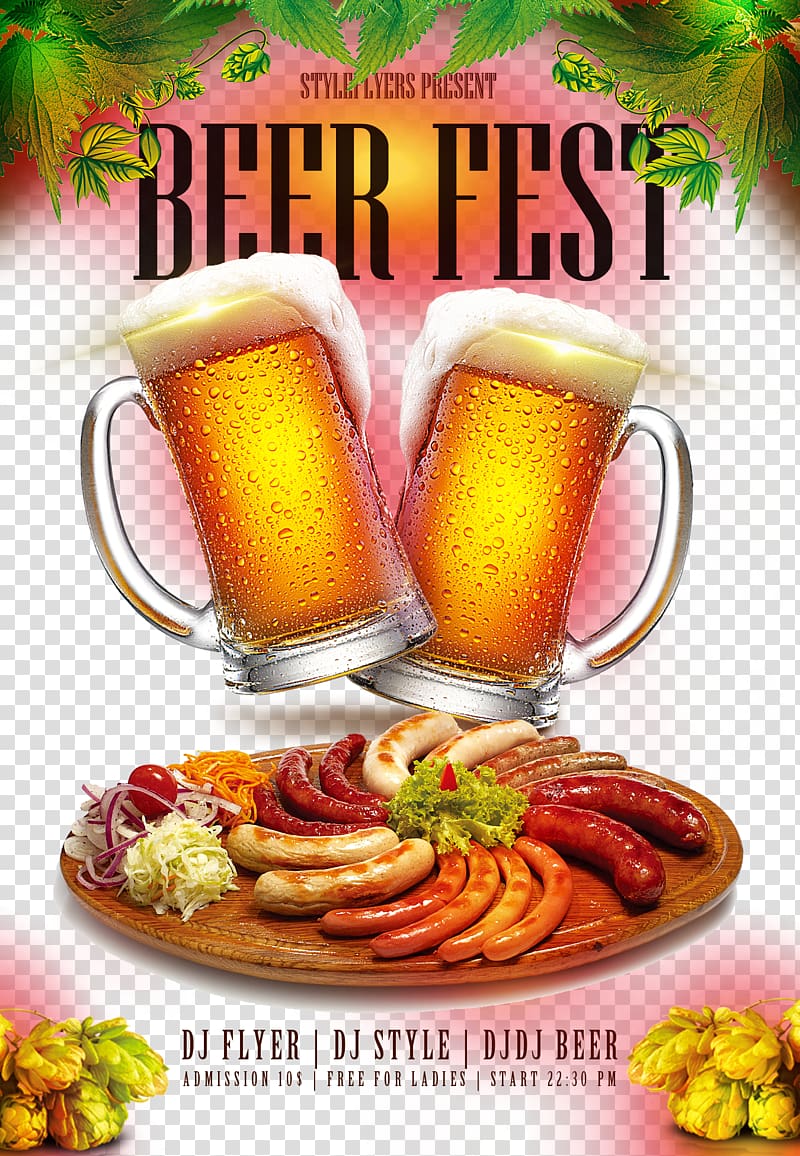 Sausage making Hot dog Stuffing Meat, Icy Summer Beer Festival poster transparent background PNG clipart