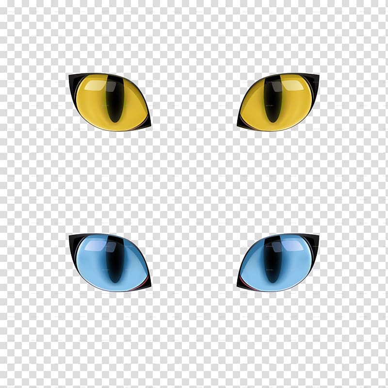 yellow and blue cat eyes illustration, Cat\'s eye Kitten Felidae, eyes transparent background PNG clipart