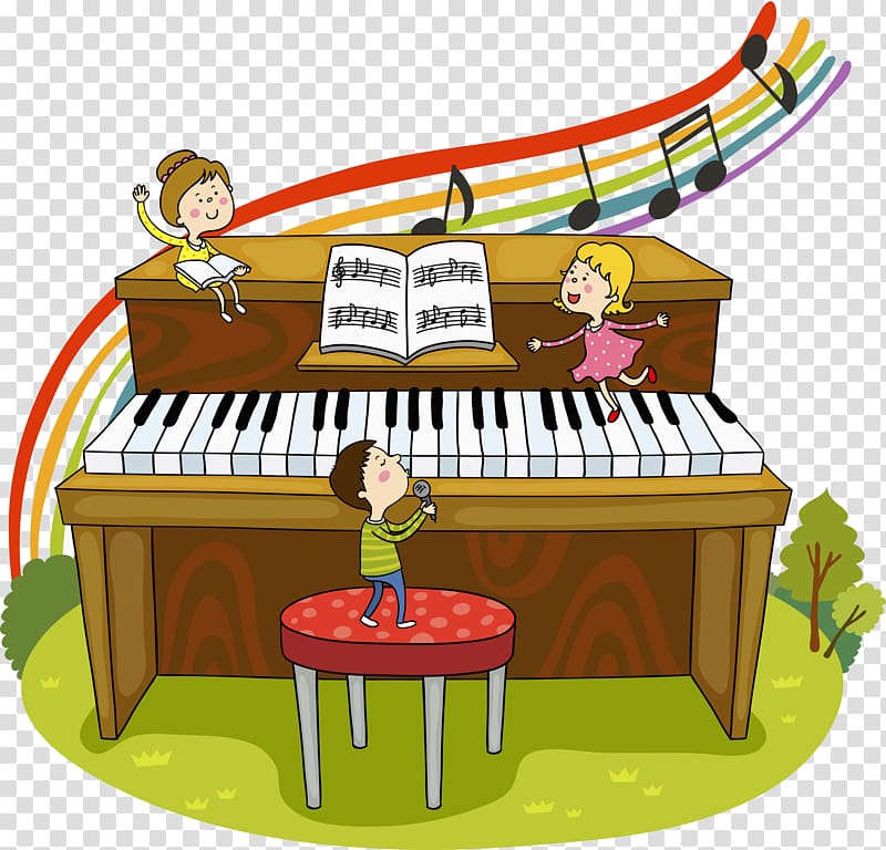 Player piano Cartoon Musical keyboard, Wooden piano transparent background PNG clipart