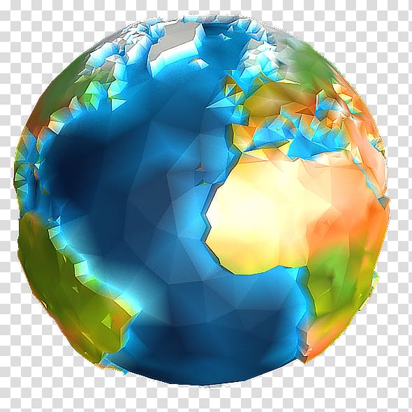 Earth Globe World Planet Sphere, low poly transparent background PNG clipart