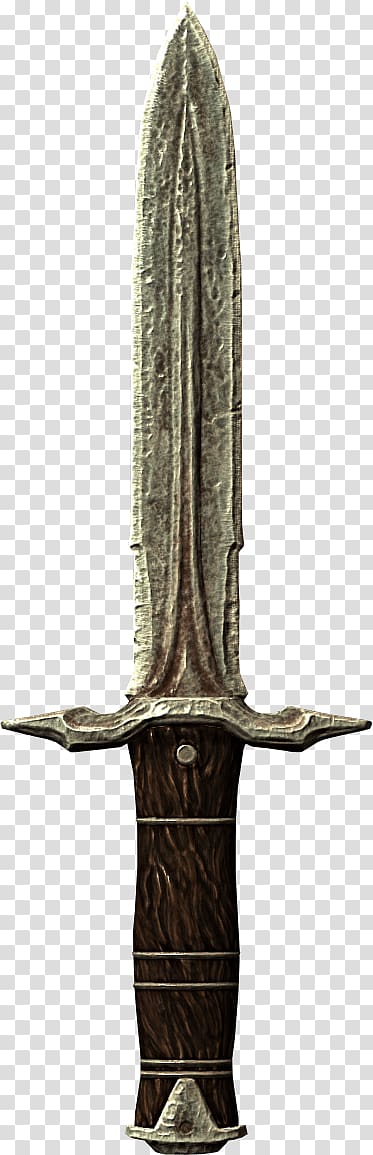 brown and gray sword, Elder Scrolls Skyrim Iron Dagger transparent background PNG clipart