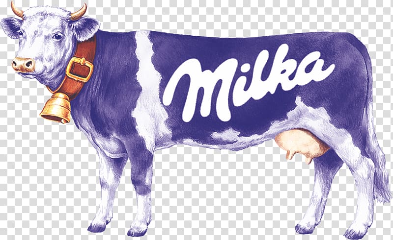 blue and white Milko cow logo, Cattle Chocolate bar Milka White chocolate, Cute Cow Figure transparent background PNG clipart