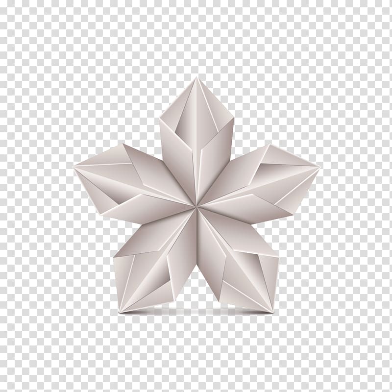 Origami paper Euclidean Flower, Gray origami five-pointed star transparent background PNG clipart