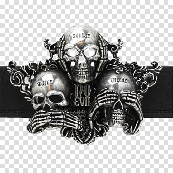 Three wise monkeys Human skull symbolism Death Evil, skull transparent background PNG clipart