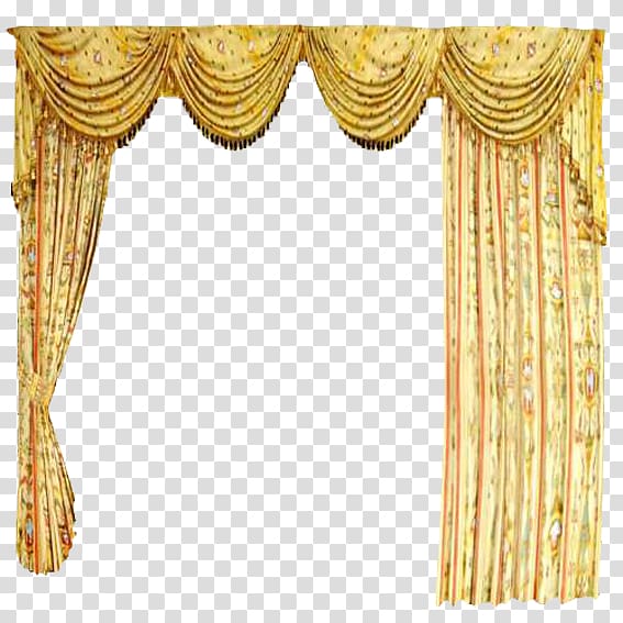 Curtain Computer file, Yellow floral curtains transparent background PNG clipart