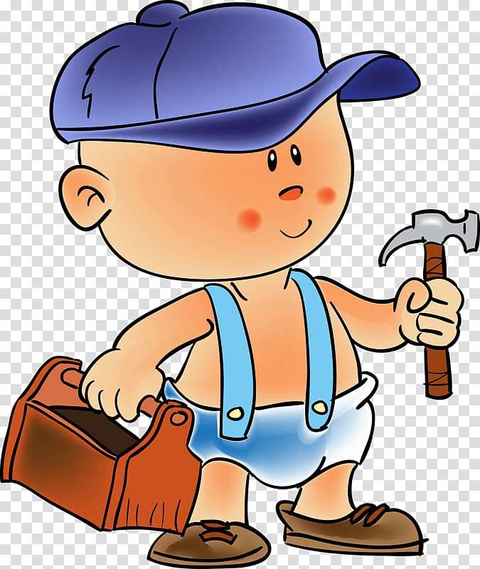 Child Cartoon Illustration, Take a hammer to boy transparent background PNG clipart