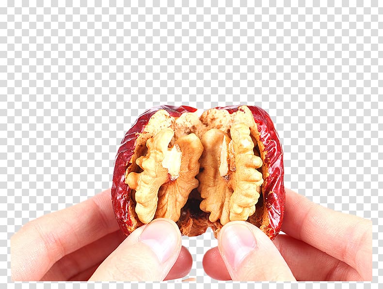 Hotan Miaozizhen Jujube Walnut Food, Xinjiang specialty jujube walnut clip hand transparent background PNG clipart