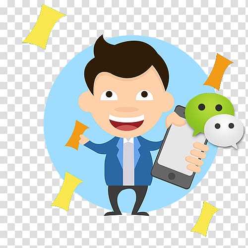 WeChat Longquanyi District Service Business User interface design, Cartoon characters WeChat to pay attention transparent background PNG clipart