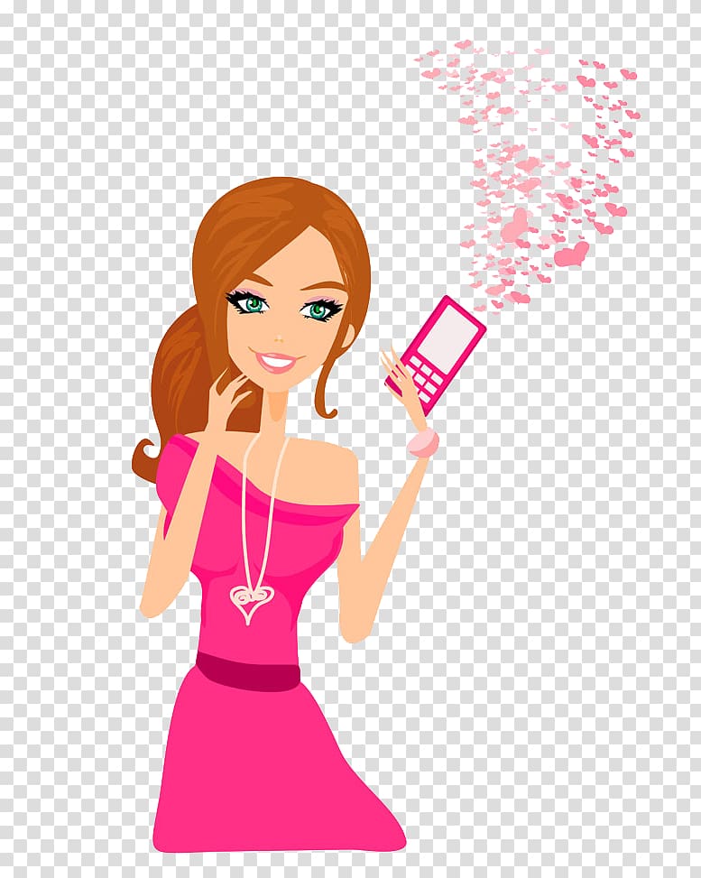 Mobile phone Telephone Girl , Girl and phone transparent background PNG clipart