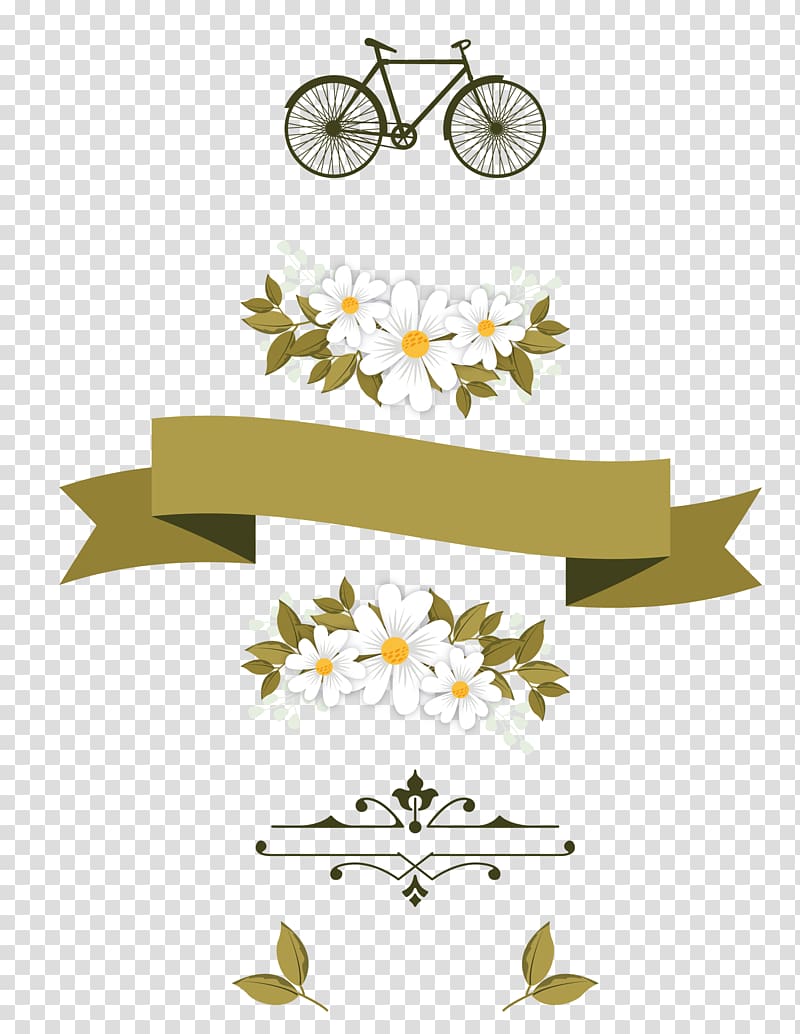 black bicycle illustration, Euclidean Flower Adobe Illustrator, floral ribbon transparent background PNG clipart