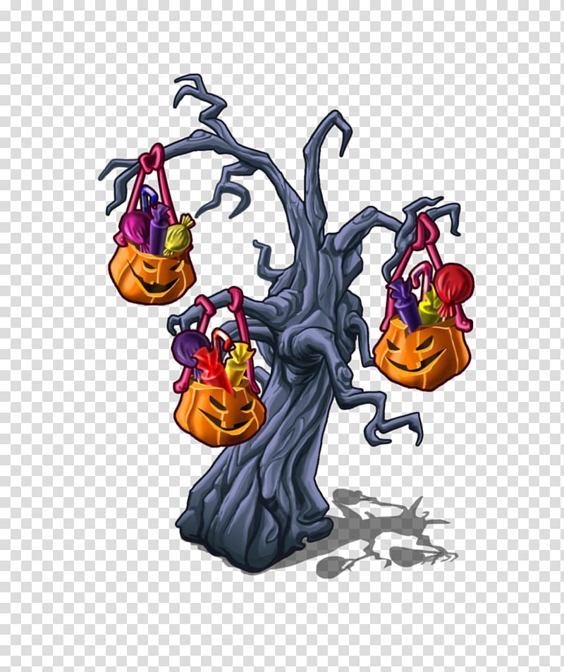 Cartoon Figurine Legendary creature, Halloween tree transparent background PNG clipart