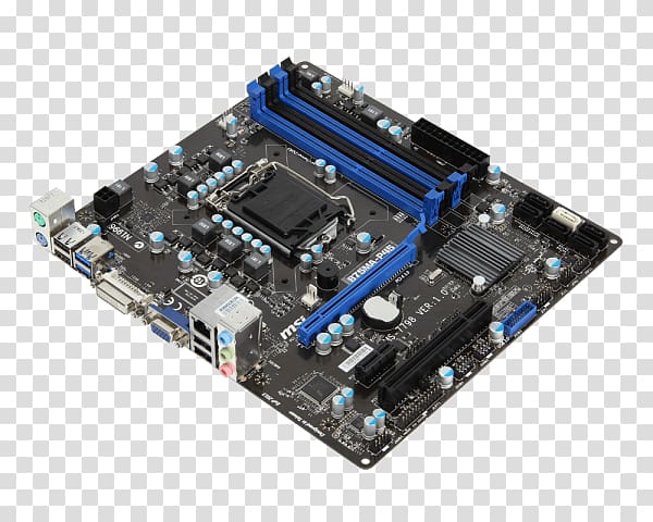 Motherboard LGA 1155 Land grid array MSI B75MA-P45 Micro-Star International, Microstar International Co Ltd transparent background PNG clipart