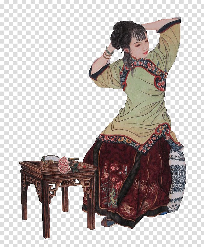 Xiao Hong u6e05u88ddu7d05u6a13u5922u4ebau7269u8a69u756bu96c6, Women in Ancient China transparent background PNG clipart