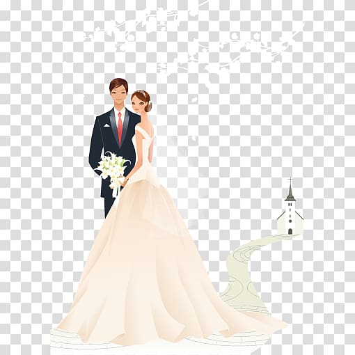 couple illustration, Wedding invitation Greeting card Bride, Western-style wedding romantic both men and women transparent background PNG clipart