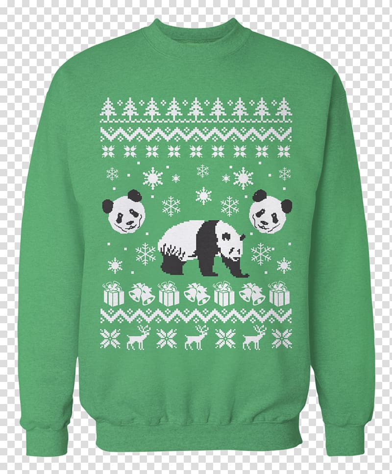 Christmas jumper Sweater T-shirt Clothing, giant panda transparent background PNG clipart