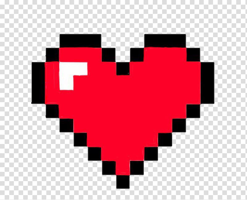 red heart pixel art, Pixel art Heart 8-bit color, heart transparent background PNG clipart