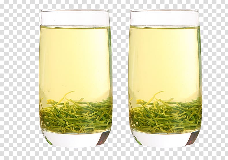 Longjing tea Xinyang Maojian tea Highball glass, Two cup Maojian tea transparent background PNG clipart