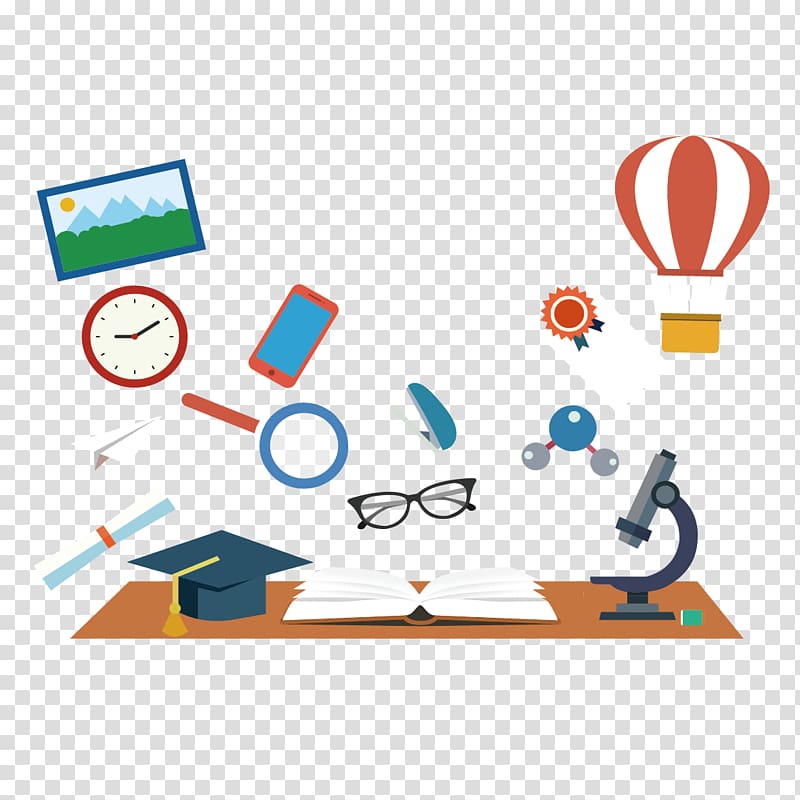 Euclidean Illustration, Flat school supplies transparent background PNG clipart