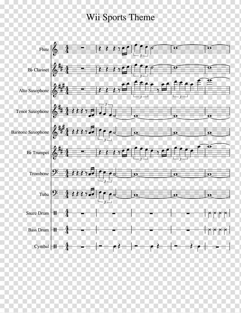 Sheet Music Alto saxophone Clarinet, mii channel music trombone sheet music transparent background PNG clipart