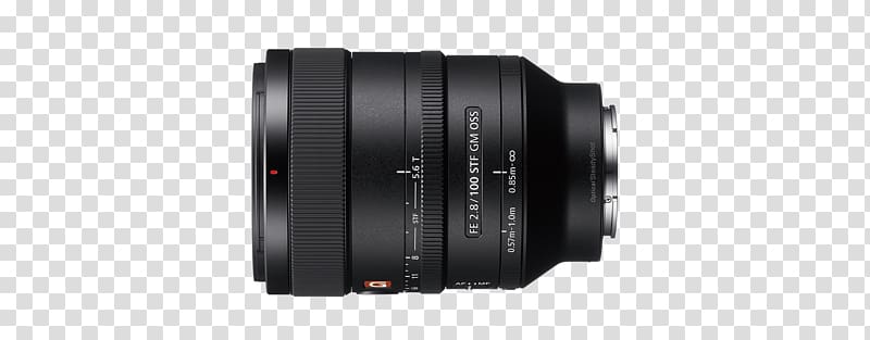 Sony FE 100mm F2.8 STF GM OSS Sony E-mount Camera lens Sony FE Tele 85mm f/1.8, camera lens transparent background PNG clipart